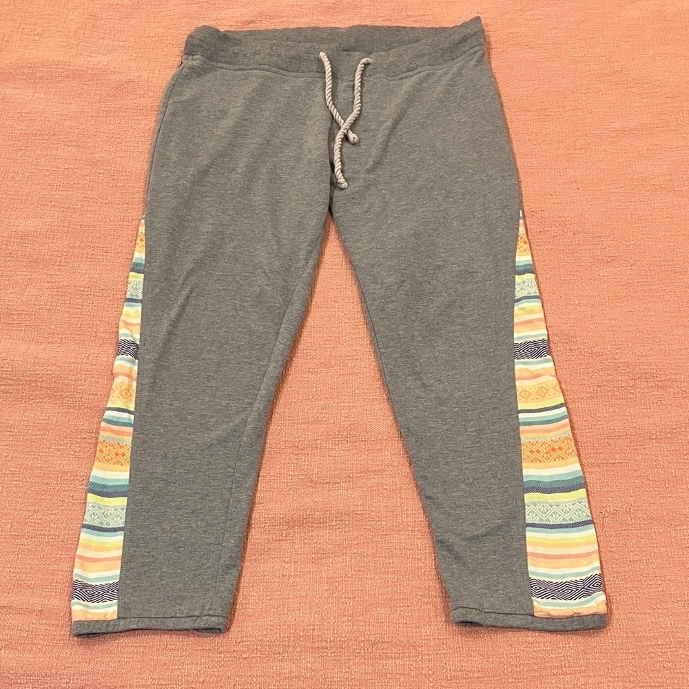 Rip Curl large wm’s Gray Joggers with Multicolor Stripes